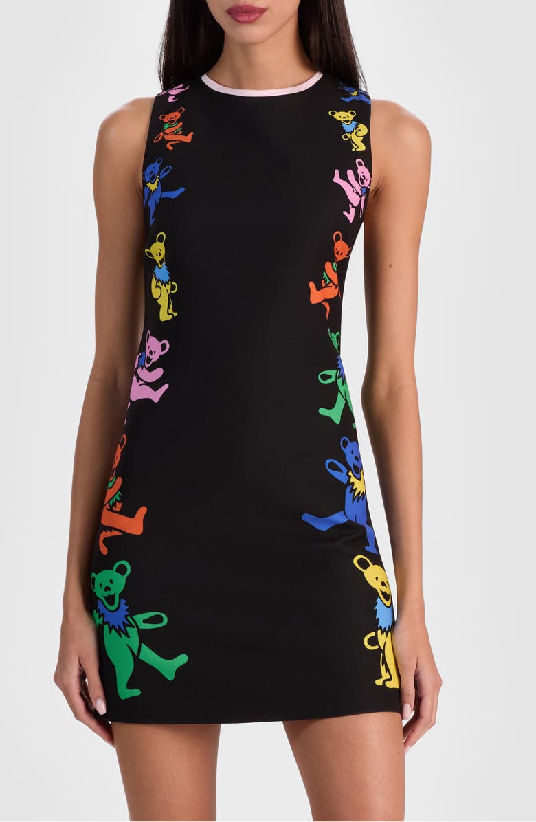 Alice + Olivia x Grateful Dead Clyde Fitted Sheath Minidress, Main, color, Grateful Bears Black