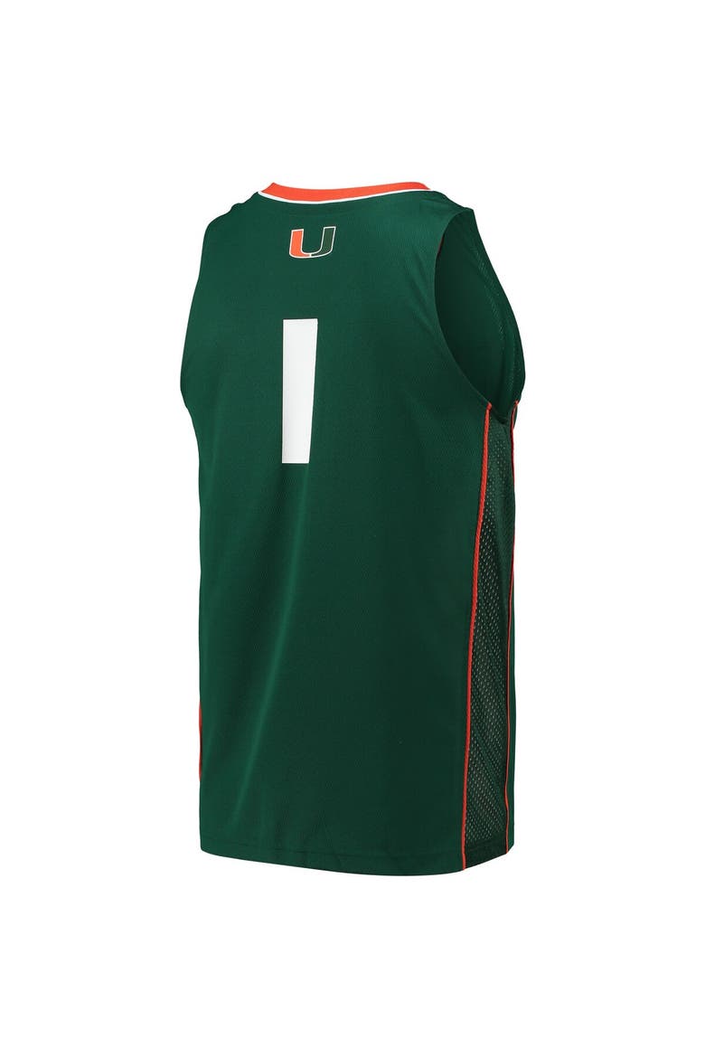 Men's adidas #1 Green Miami Hurricanes Swingman Basketball Jersey, Alternate, color, Green