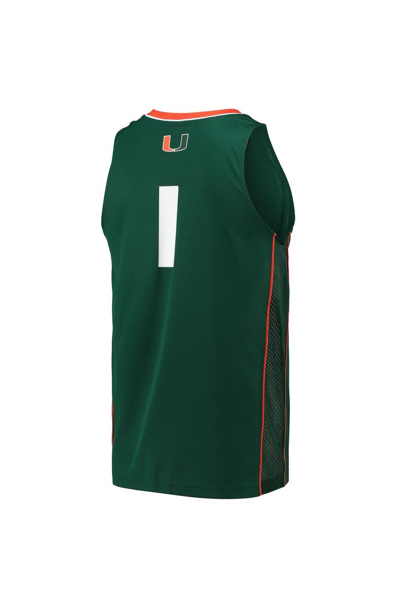 adidas Men's adidas #1 Green Miami Hurricanes Swingman Basketball Jersey, Alternate, color, Green