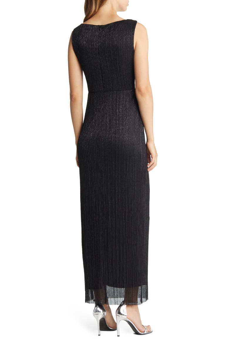 Connected Apparel Pleated Twist Front Dress, Alternate, color, 