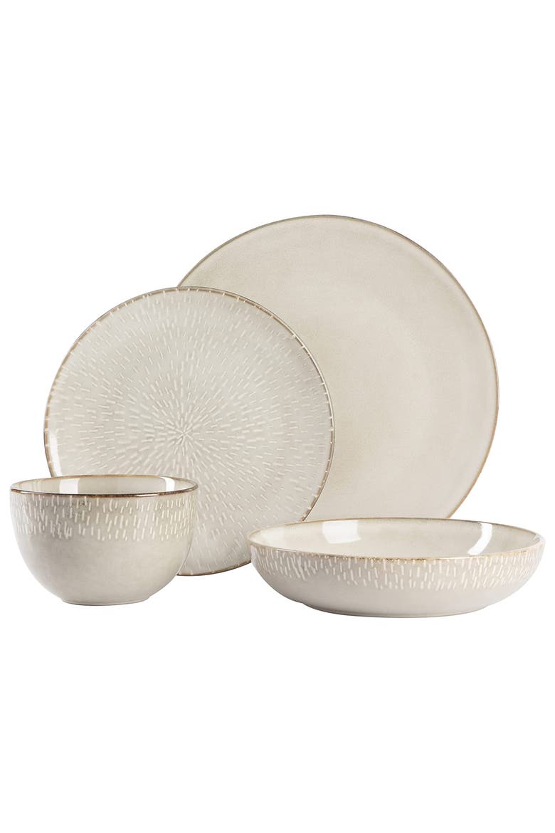 Matisse 16 Piece Stoneware Dinnerware Set  with Reactive Glaze, Alternate, color, White