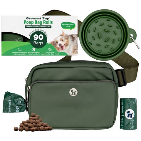 Walk Star Kit 3-in-1 Dog Walk Bag & Bowl plus Matching 90 Refill Dog Waste Bags