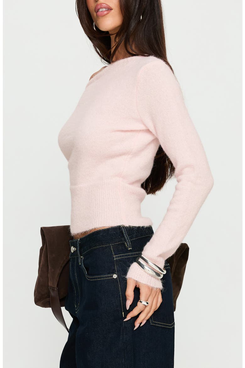 Selbey Fluffy One-Shoulder Sweater, Alternate, color, PINK