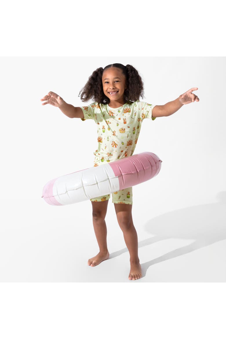 Bellabu Bear Capybara Boba Kids 2-Piece Short Sleeve & Shorts Pajama ...