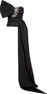 Oscar de la Renta Crystal Embroidered Bow Faille Bustier Top