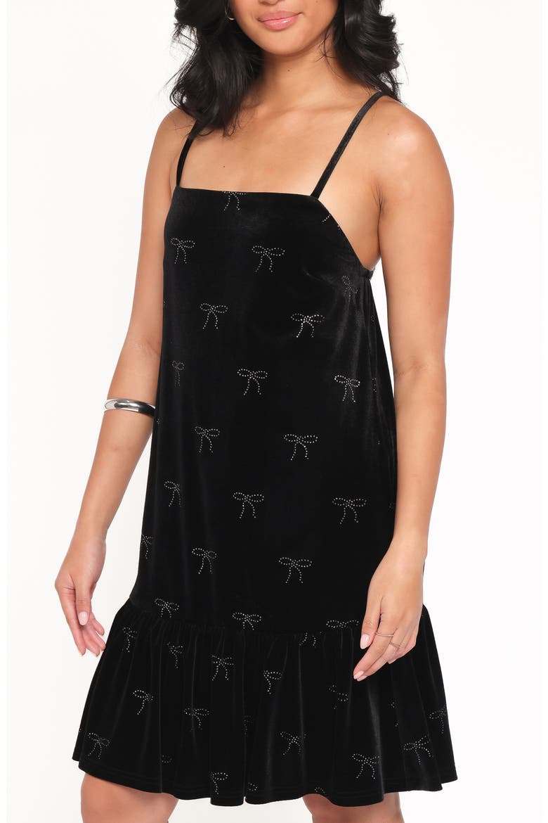 Eileen Bow Velvet A-Line Dress, Alternate, color, BLACK VELVET