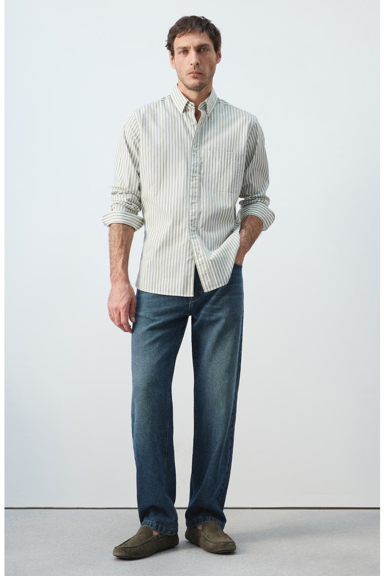 Regular Fit Stripe Button-Up Shirt, Alternate, color, PASTEL GREEN