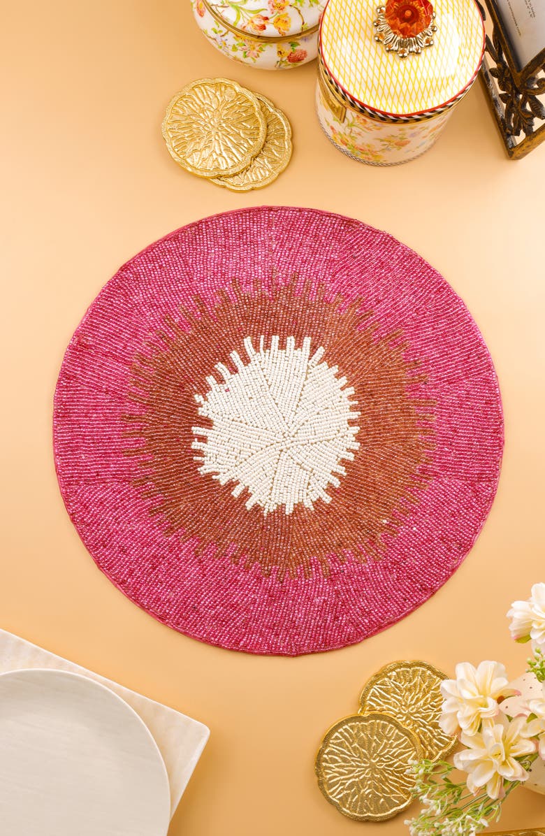 Tiramisu The Fuchsia Solar Beaded Placemat, Alternate, color, Pink