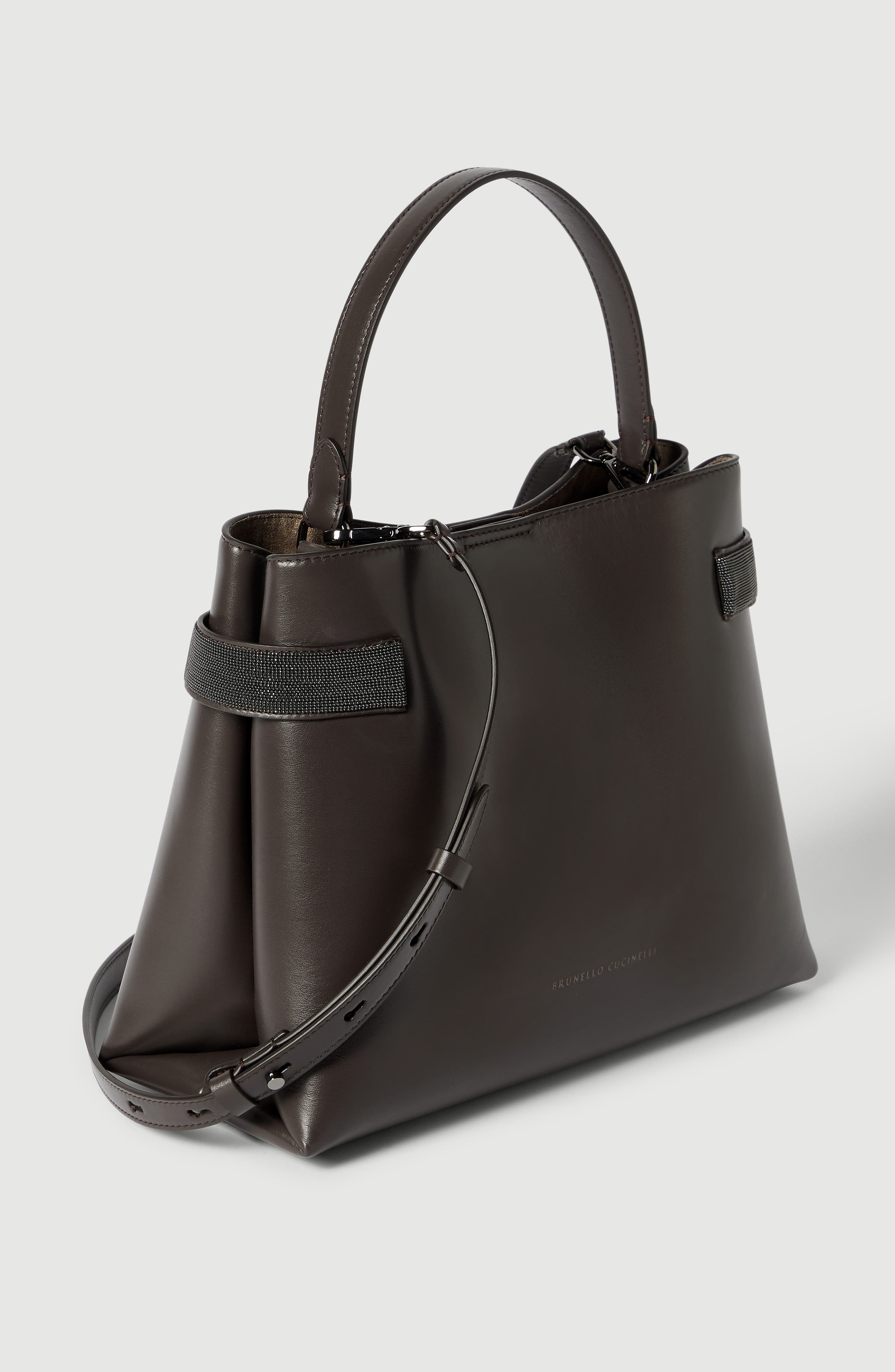 Brunello Cucinelli Top-Handle Essence bag, Alternate, color, Rust Brown