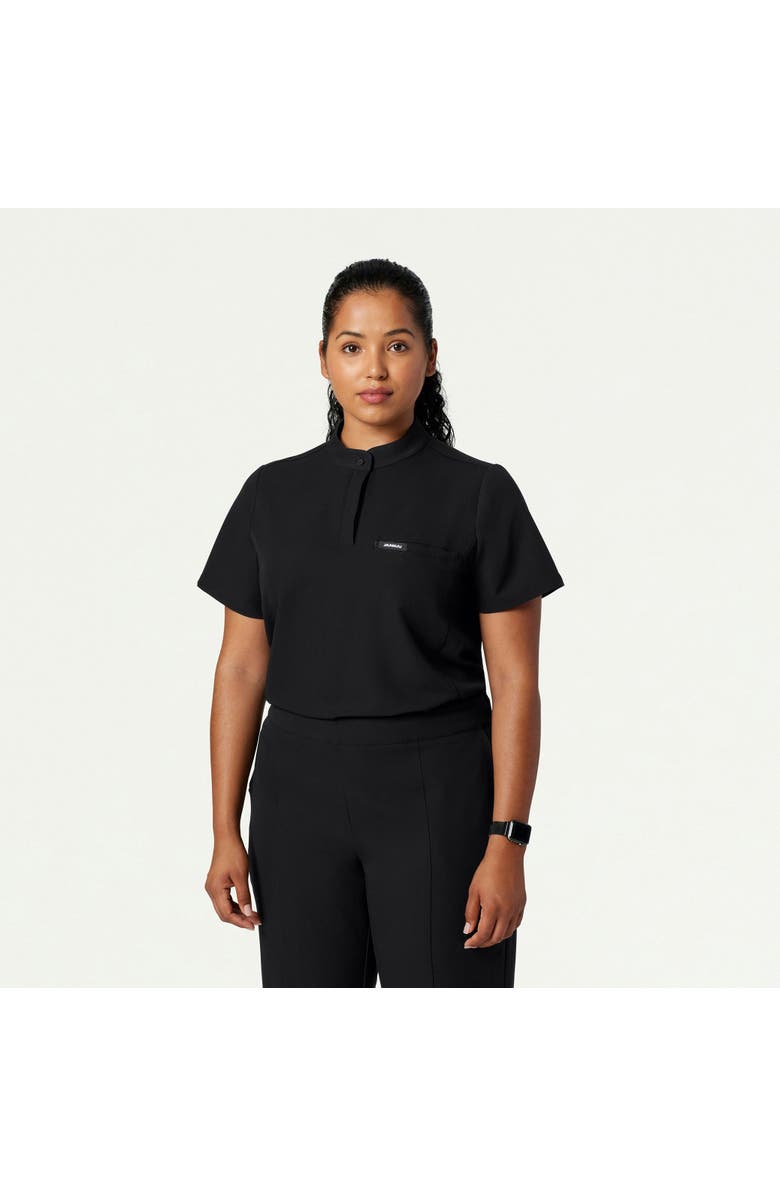 JAANUU Savi Women's 1-Pocket Classic Banded Collar Scrub Top, Alternate, color, Black