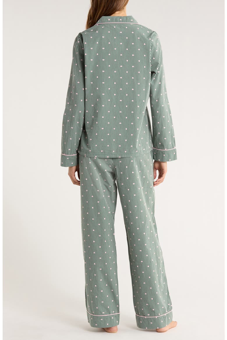 Classic Cotton Pajamas, Alternate, color, GREEN- PINK HEART STRIPE