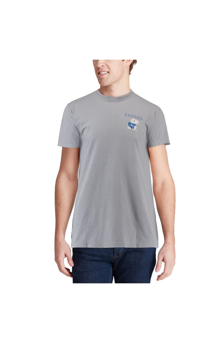 IMAGE ONE Men's Gray Kansas Jayhawks Comfort Colors Campus Scenery T-Shirt, Alternate, color, 