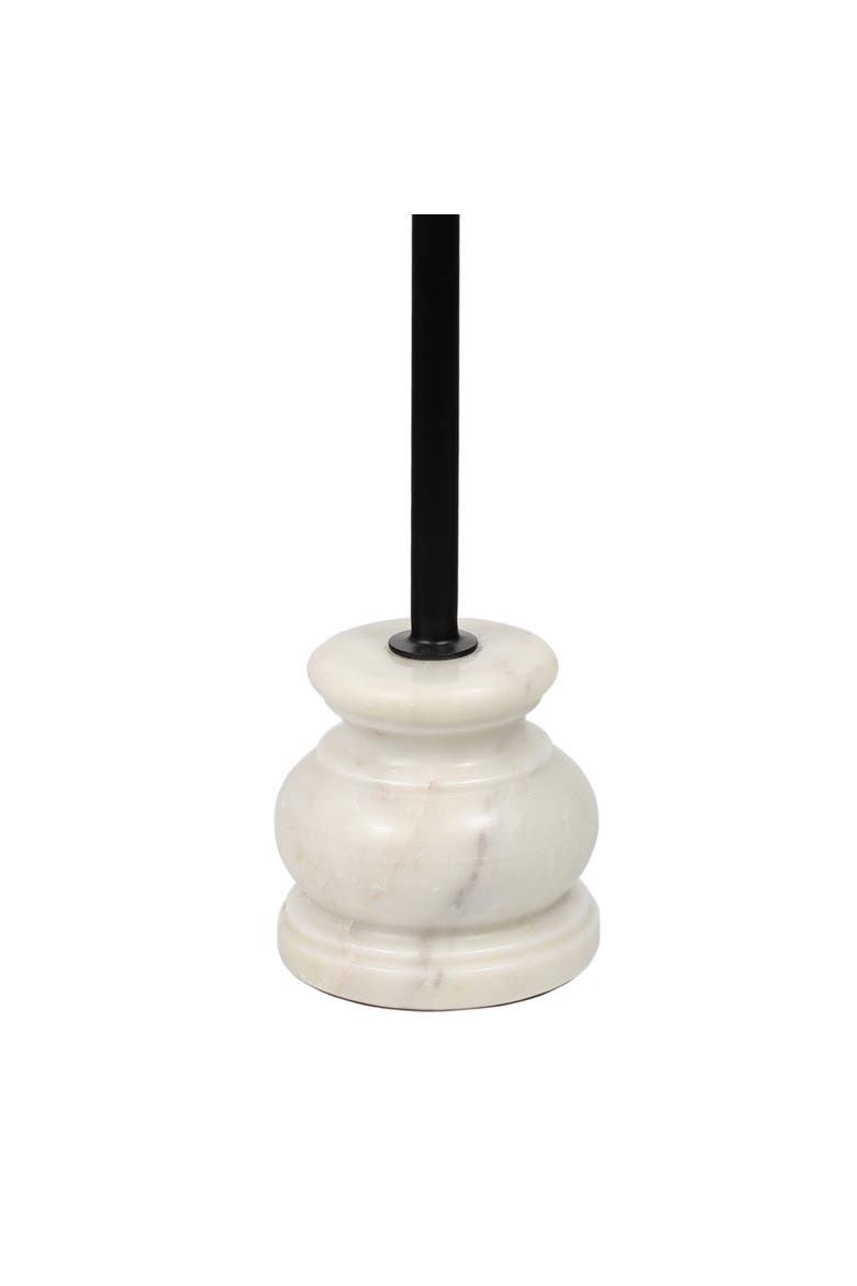 Colby Transitional Quatrefoil Top Drink Table - Iron Pedestal Marble Base Martini Accent End Table, Alternate, color, Natural/Black/White