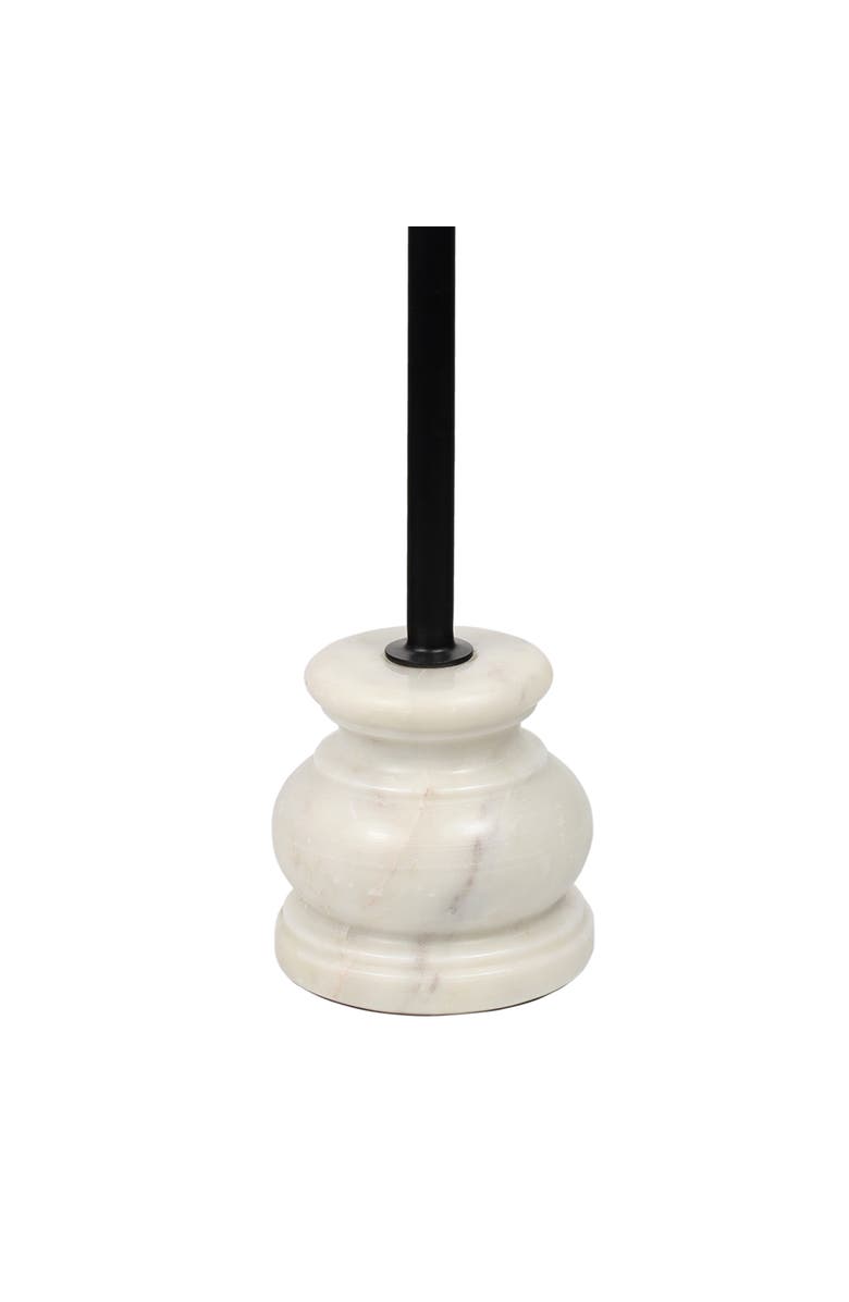 JONATHAN Y Colby 24.5" Classic Cottage Wood/Metal Drink Table and Decorative End Table with Quatrefoil Top and White Marble Base, Alternate, color, Natural/Black/White