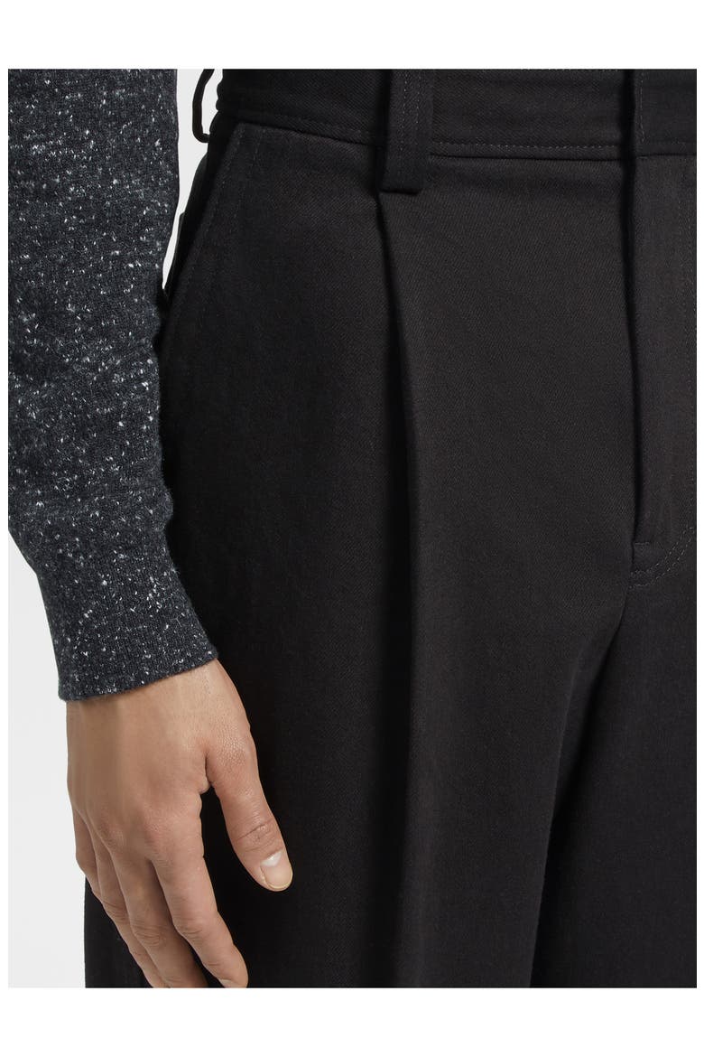 One-Pleat Bull Denim Pants, Alternate, color, BLACK