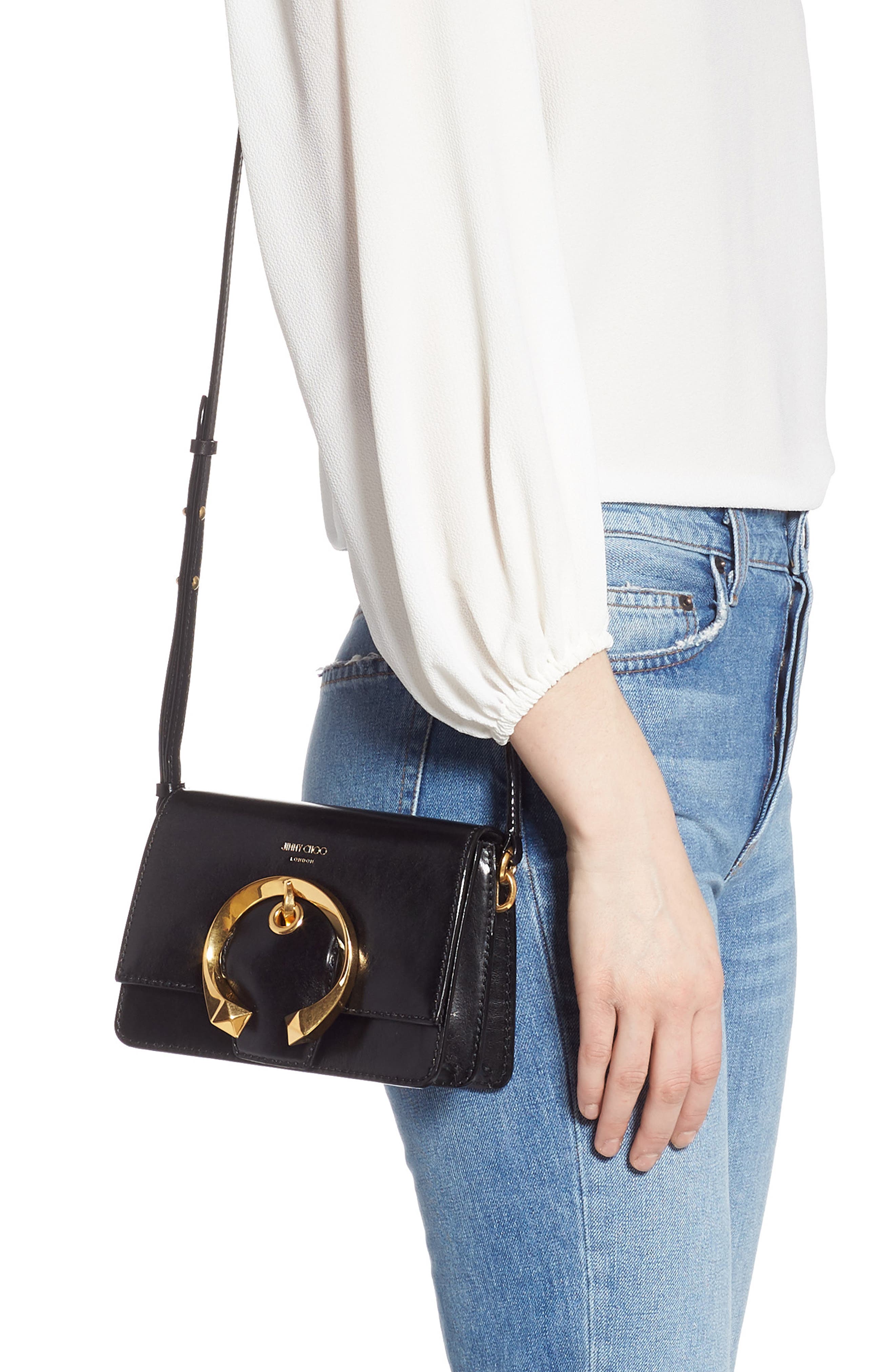 Jimmy Choo Madeline Goatskin Leather Shoulder Bag, Alternate, color, 