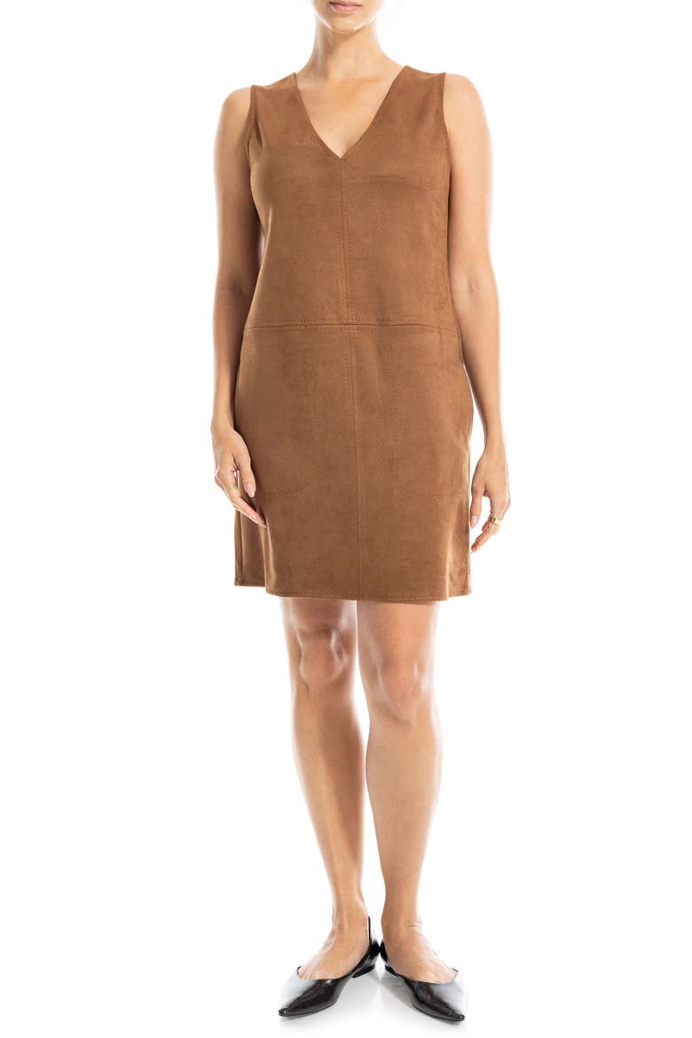 Sleeveless Faux Suede Dress, Main, color, SADDLE-SADDLE