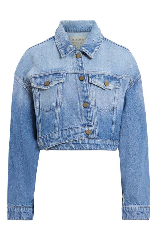 Allsaints Aki Crossover Denim Jacket In Light Indigo