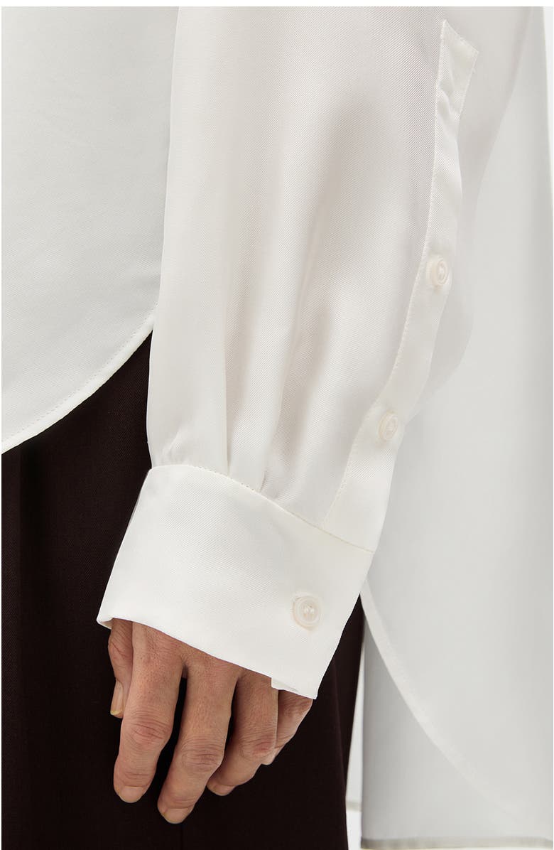 Another Tomorrow Silk Pleat Back Shirt, Alternate, color, Off White