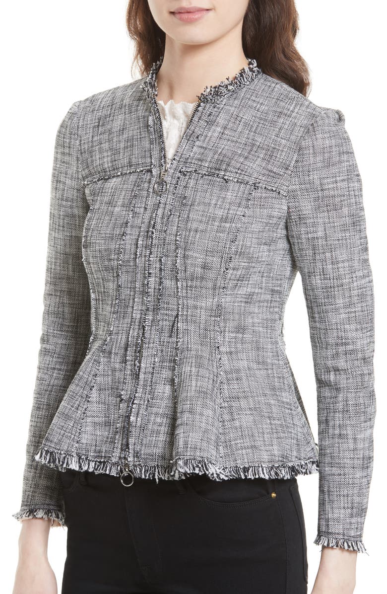Rebecca Taylor Tweed Peplum Jacket, Alternate, color, 
