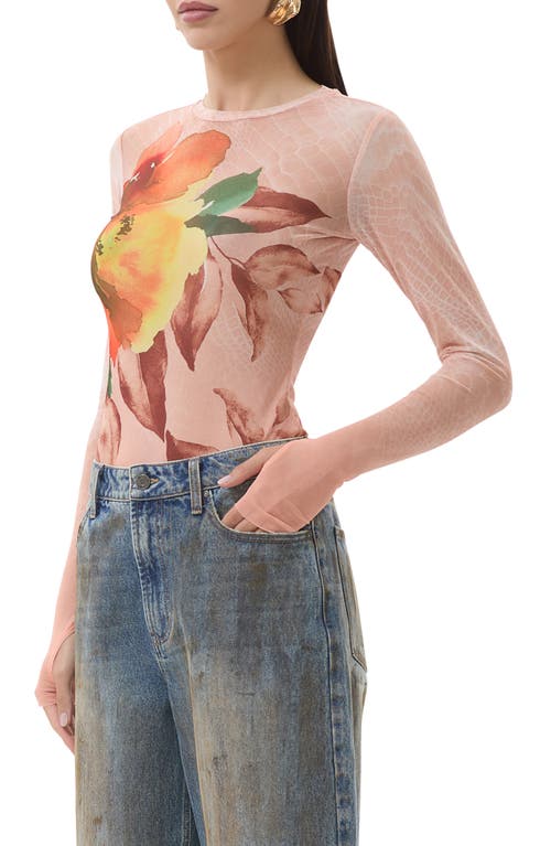 AFRM AFRM KAYLEE PRINTED LONG SLEEVE MESH TOP 