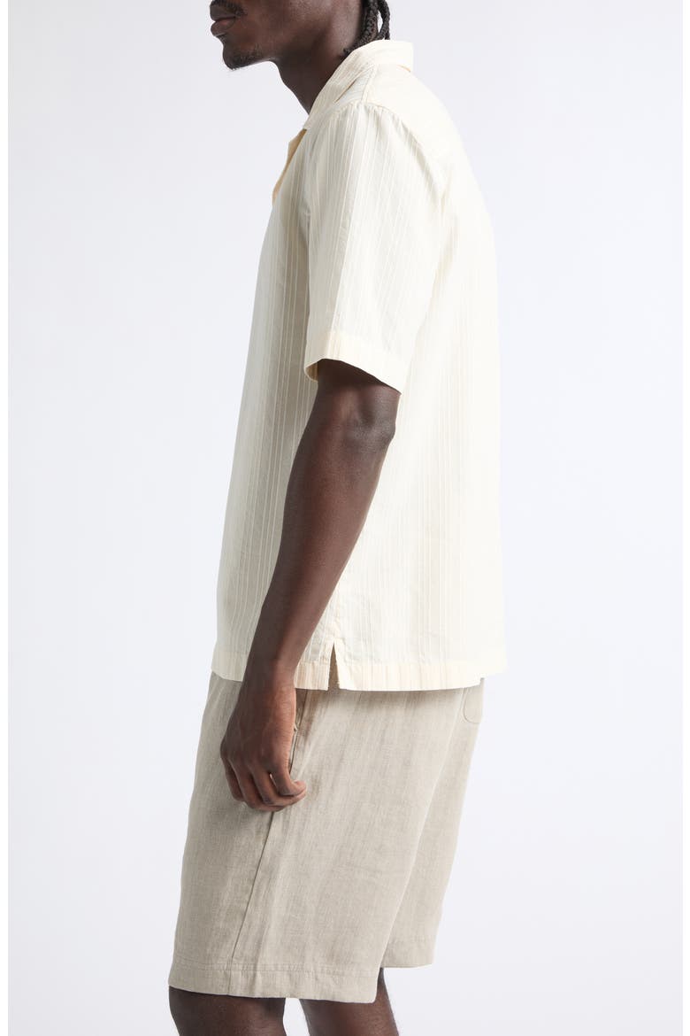 Textured Stripe Camp Shirt, Alternate, color, ECRU