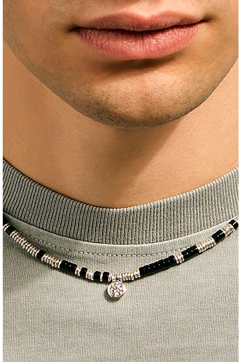 JH Lovestruck™ Heishi Pendant Necklace, Sterling Silver, Hardstones, Lab-Grown Diamond, 1.25TCW, Alternate, color, SILVER