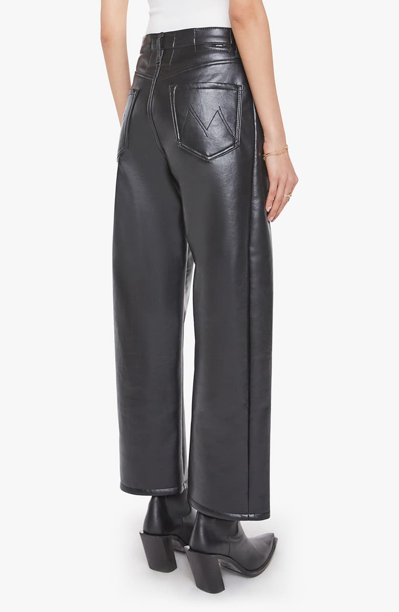 MOTHER The Half Pipe Flood High Waist Coated Leather Pants, Alternate, color, Black