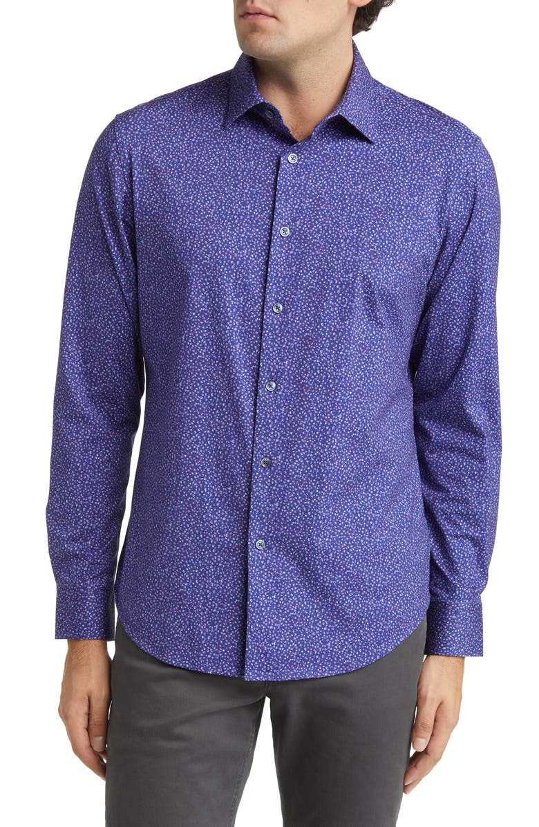 Bugatchi James OoohCotton<sup>®</sup> Abstract Print Stretch Cotton Button-Up Shirt, Main, color, 