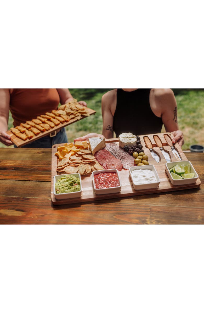 Toscana Picada Tapas & Cheese Board Set with Dip Bowls, Alternate, color, Acacia Wood
