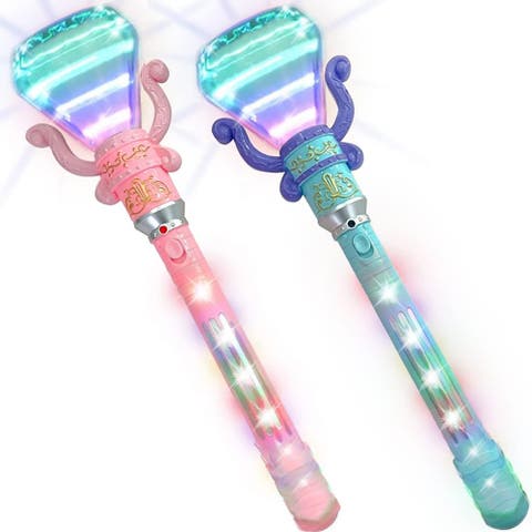 Lightup Spinning Diamond Wands 2 Pack Pink 
Blue, 14" Fairy