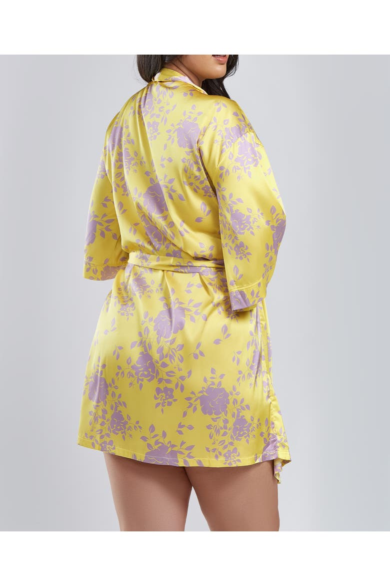 Floral Printed Satin Robe, Alternate, color, Yellow-Purple