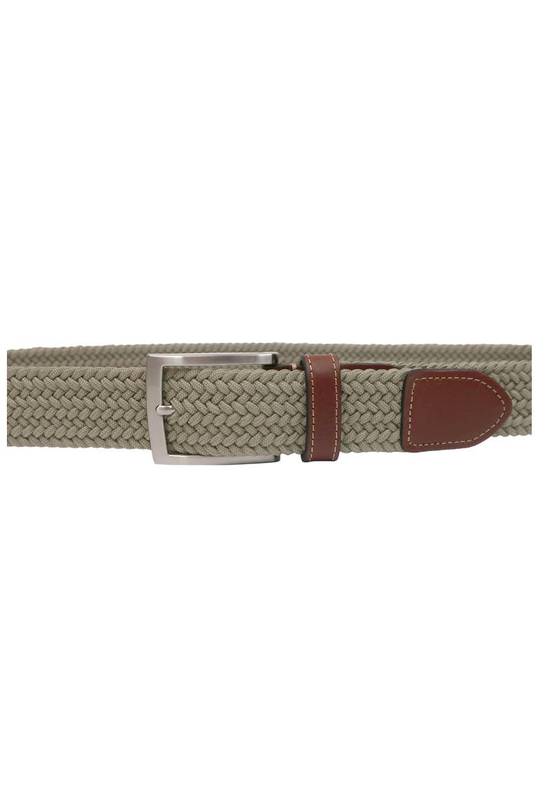 Stretch Braid with Full Grain Leather Tips, Alternate, color, Khaki