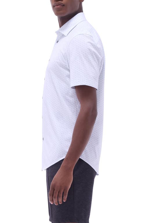 Bugatchi Miles Ooohcotton® Floral Short Sleeve Button-up Shirt In Platinum
