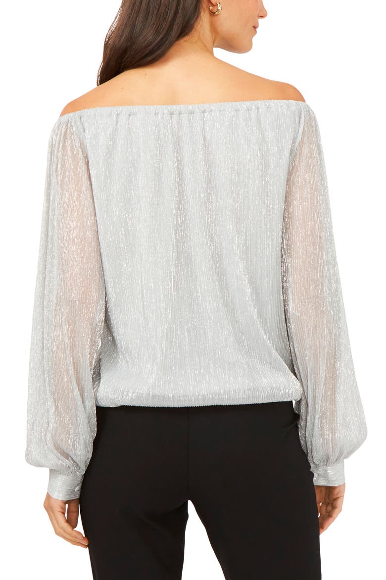 Metallic Off the Shoulder Blouse, Alternate, color, SILVER