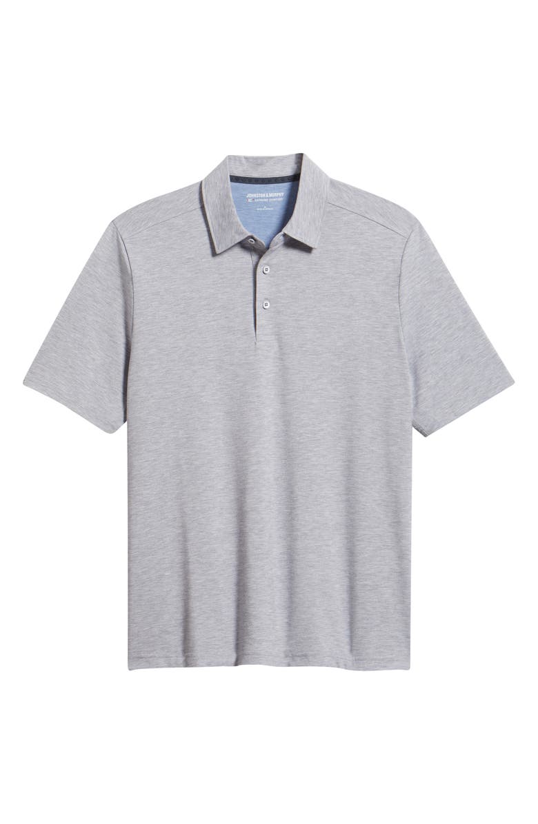 Johnston & Murphy XC Apex Heathered Performance Polo, Main, color, Gray Heather