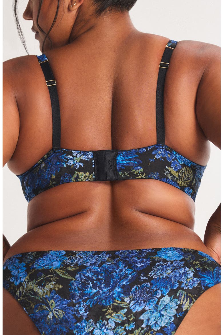 Floral Rush Plunge Push-Up Bra, Alternate, color, BLACK CAVIAR TAPESTRY PRINT