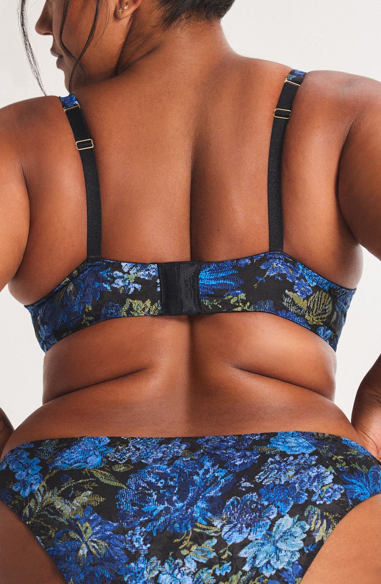 SAVAGE X FENTY Floral Rush Plunge Push-Up Bra, Alternate, color, Black Caviar Tapestry Print