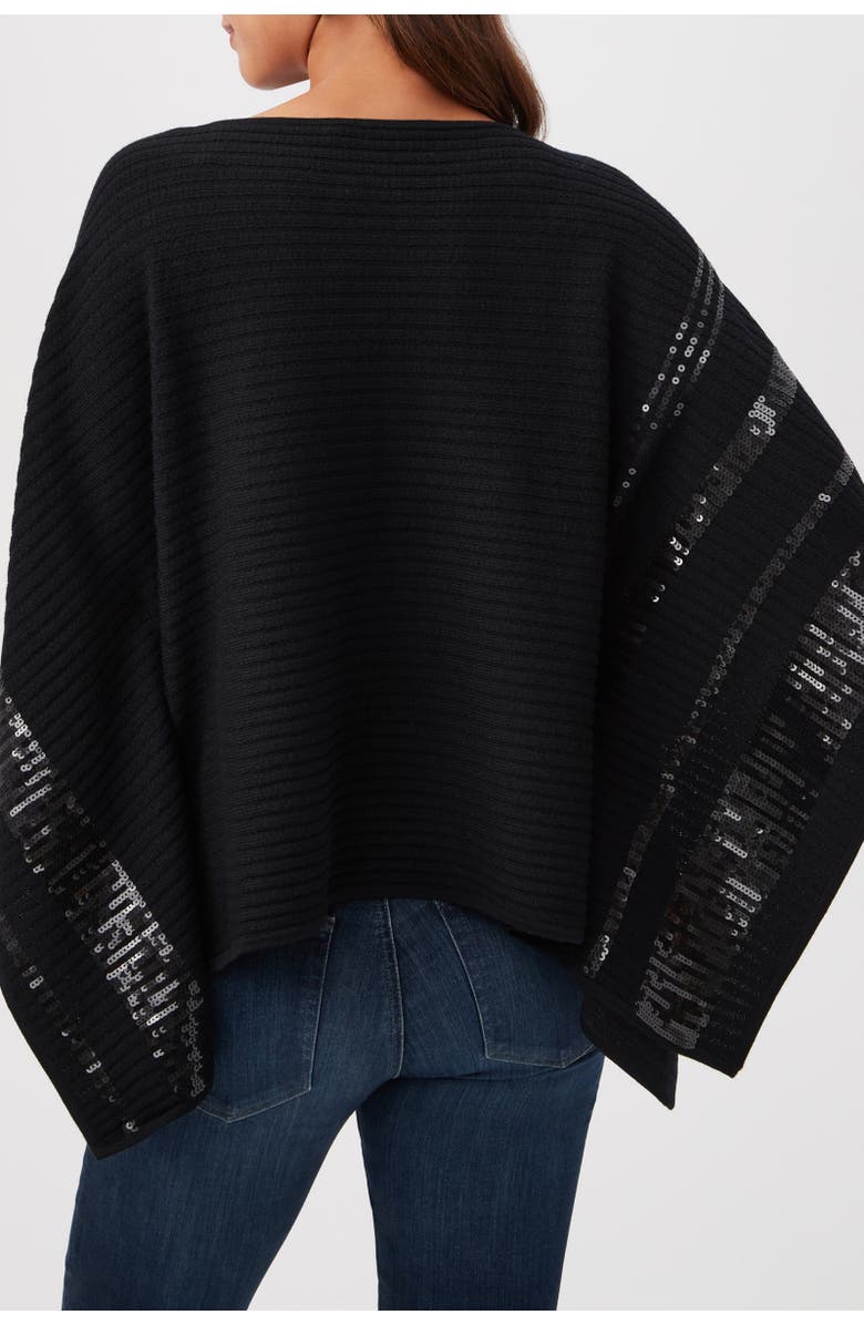 Trina Turk Adela Sequin Trim Sweater Wrap, Alternate, color, Black/Black