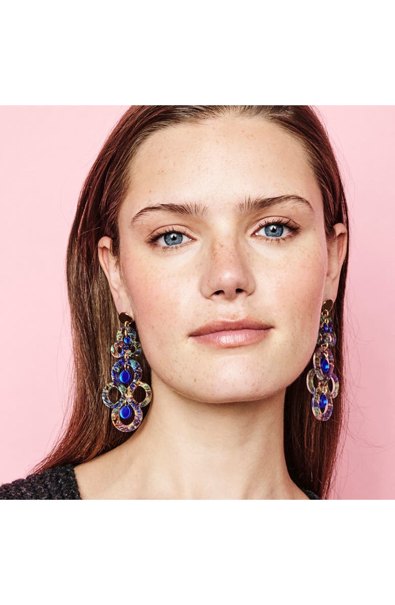 Toolally Batik Earrings - Blue Splatter & Blue Mirror, Alternate, color, Blue Splatter & Blue Mirror