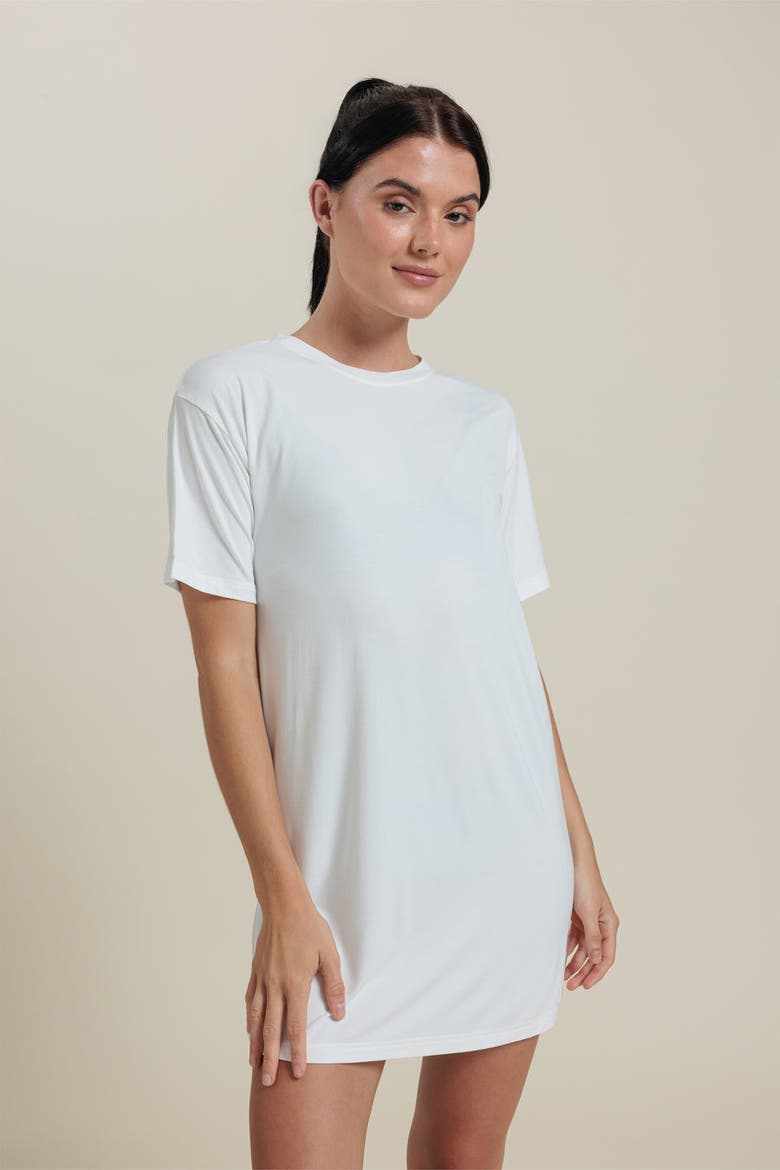 Natural Short Sleeve Tee Dress, Alternate, color, White