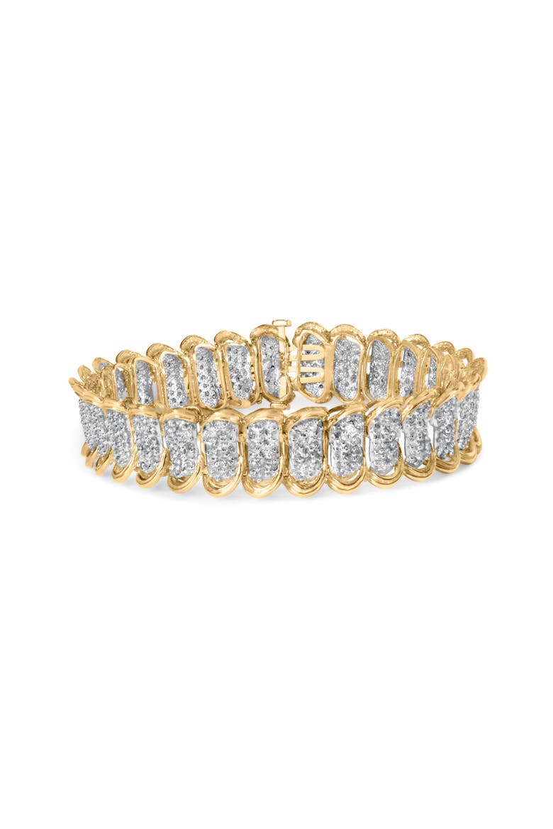 10K Yellow Gold 4.00 Cttw Pave Diamond Classic Link Bracelet, Main, color, Yellow