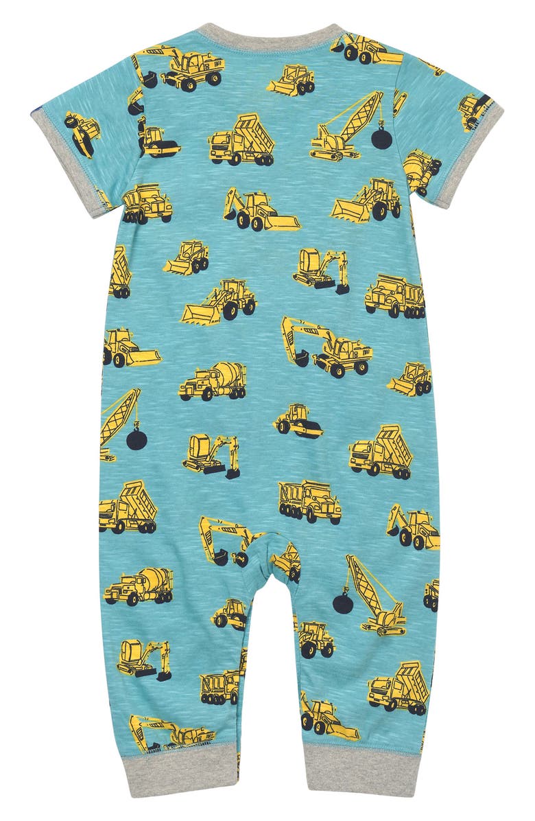 Hatley Under Construction Cotton Jersey Romper, Alternate, color, Milky Blue