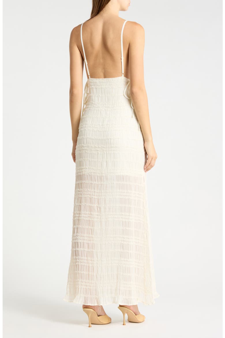Side Tie Ruched Gauze Maxi Dress, Alternate, color, CREAM