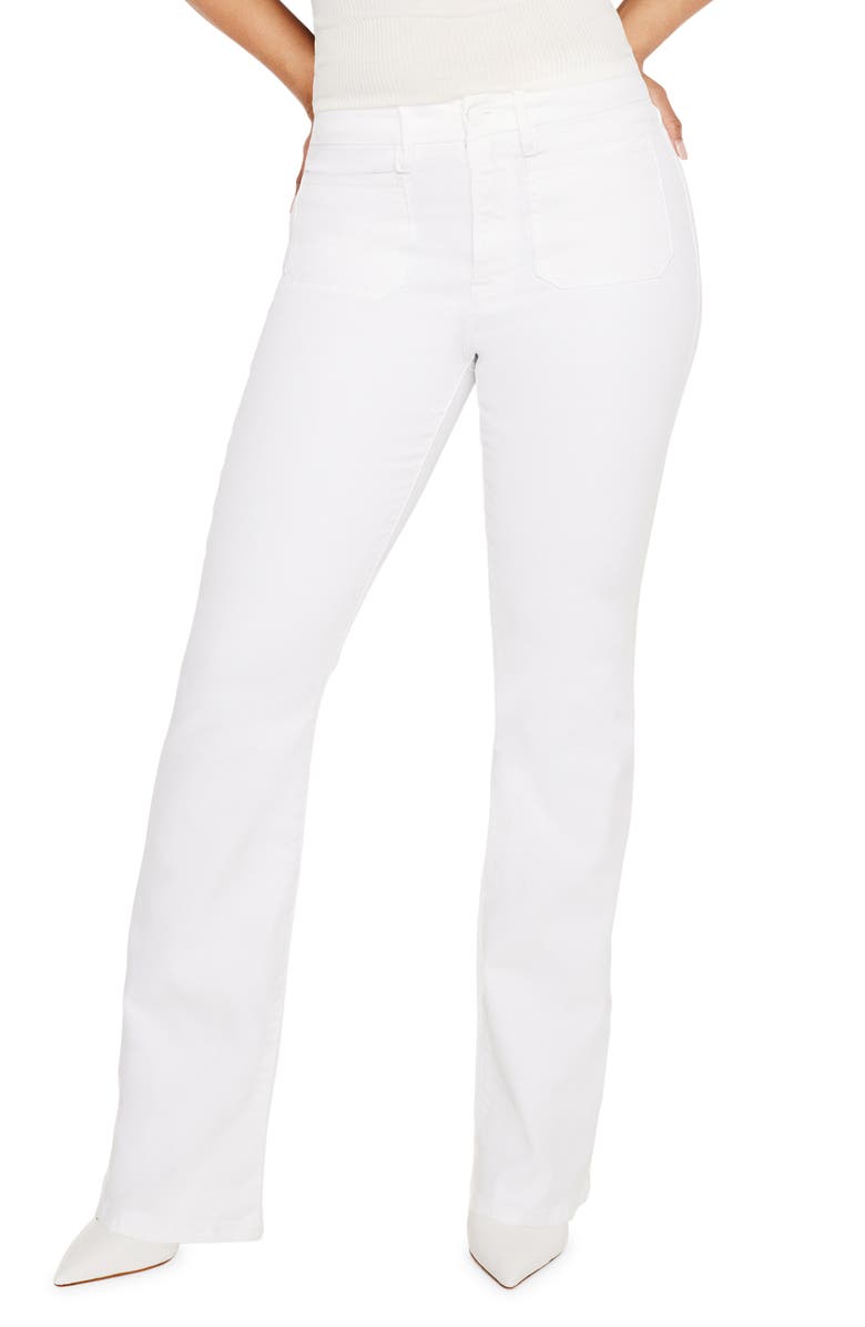 Good American Good Classic Patch Pocket Bootcut Jeans, Main, color, White001