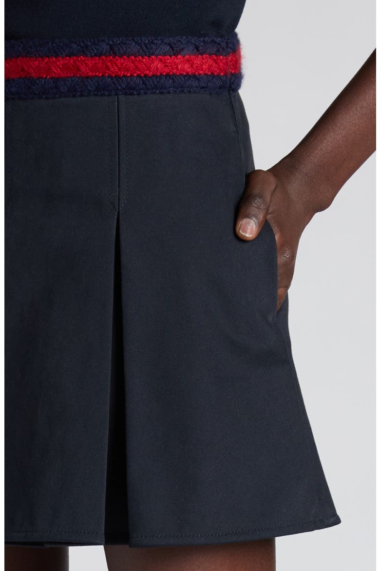 Pleated Cotton Stretch Gabardine Miniskirt, Alternate, color, DARK NAVY BLUE