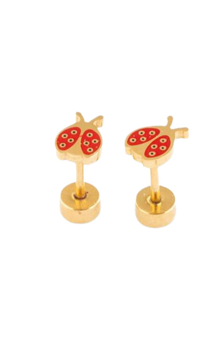 Pip Pop Ladybug Stud Earrings, Main, color, Red
