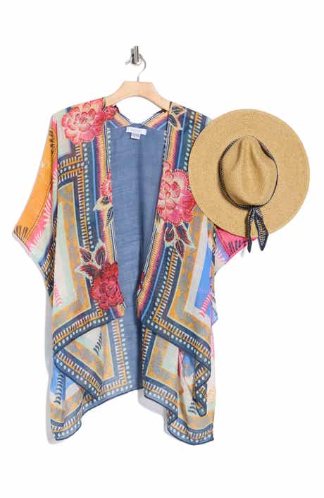Vince Camuto Patchwork High-Low Topper & Hat Set