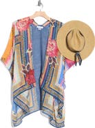 Vince Camuto Patchwork High-Low Topper & Hat Set