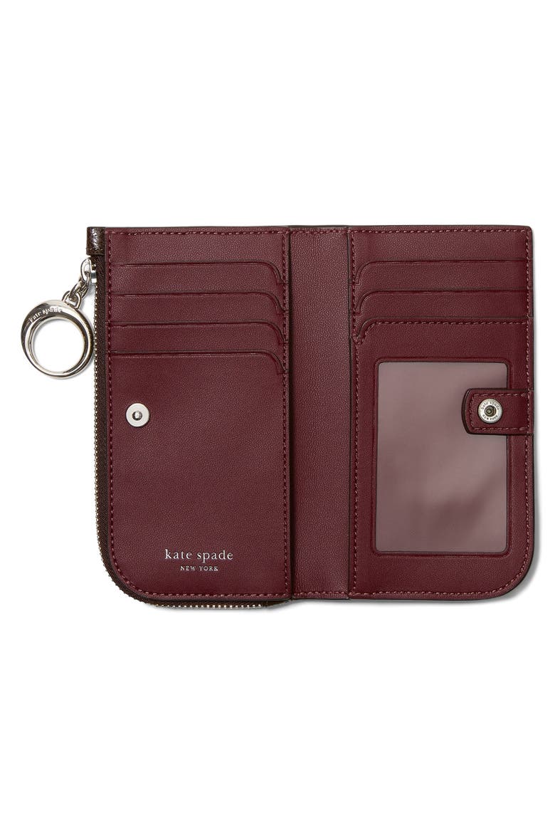 halo glazed leather small wallet, Alternate, color, HOT FUDGE